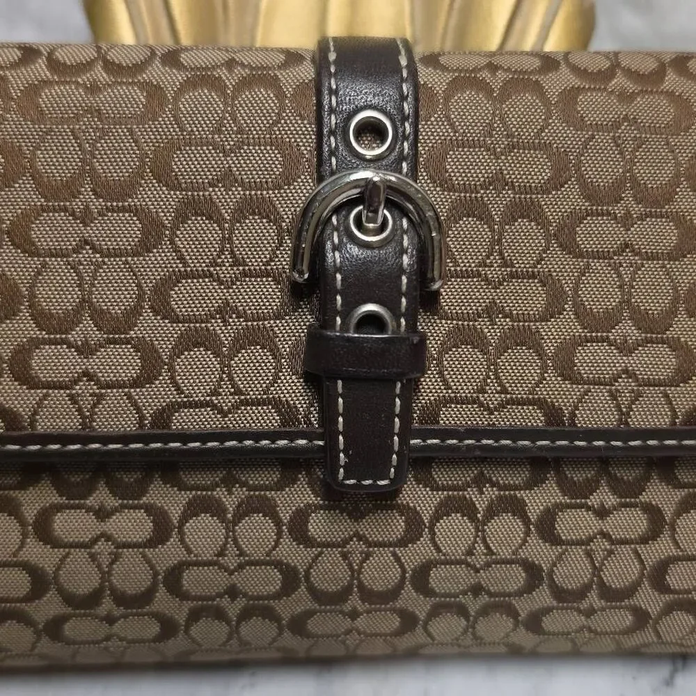 Vintage Coach brown signature C jacquard canvas wallet with checkbook insert